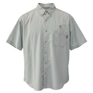 🎣 Woolrich Men’s XL Fishing Shirt | Short Sleeve Button-Down | Blue Marlin Hit‎